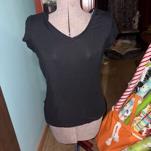 Apostrophe Black V-Neck Short Sleeve Top